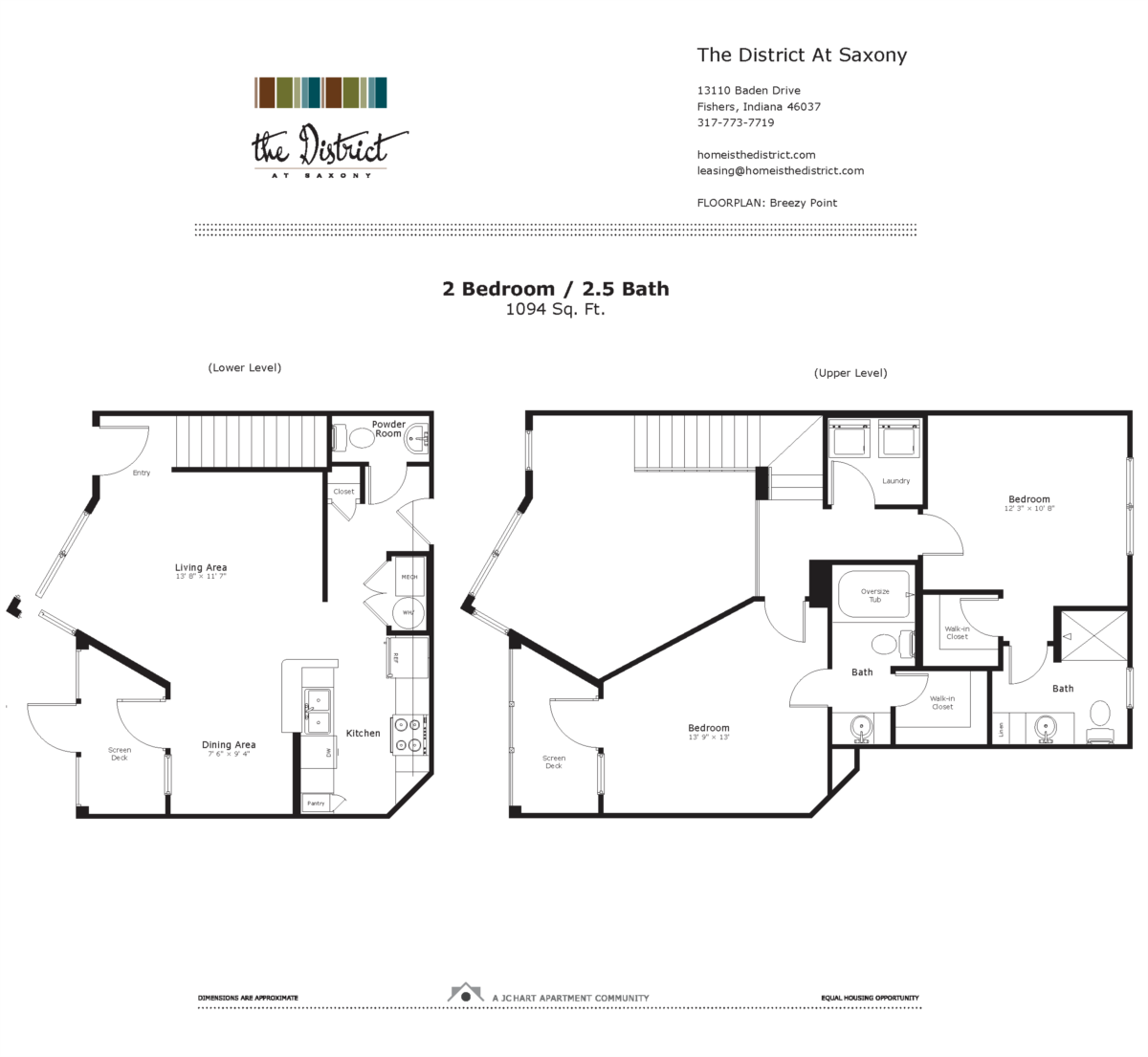 Breezy Point 2 Bedroom Floor Plan The District at Saxony Apartment Homes